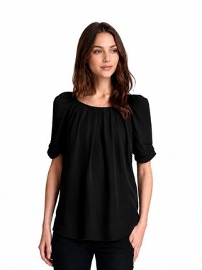 Joie “Eleanor” Black Silk Short Sleeved Blouse Size Small New With Tags!